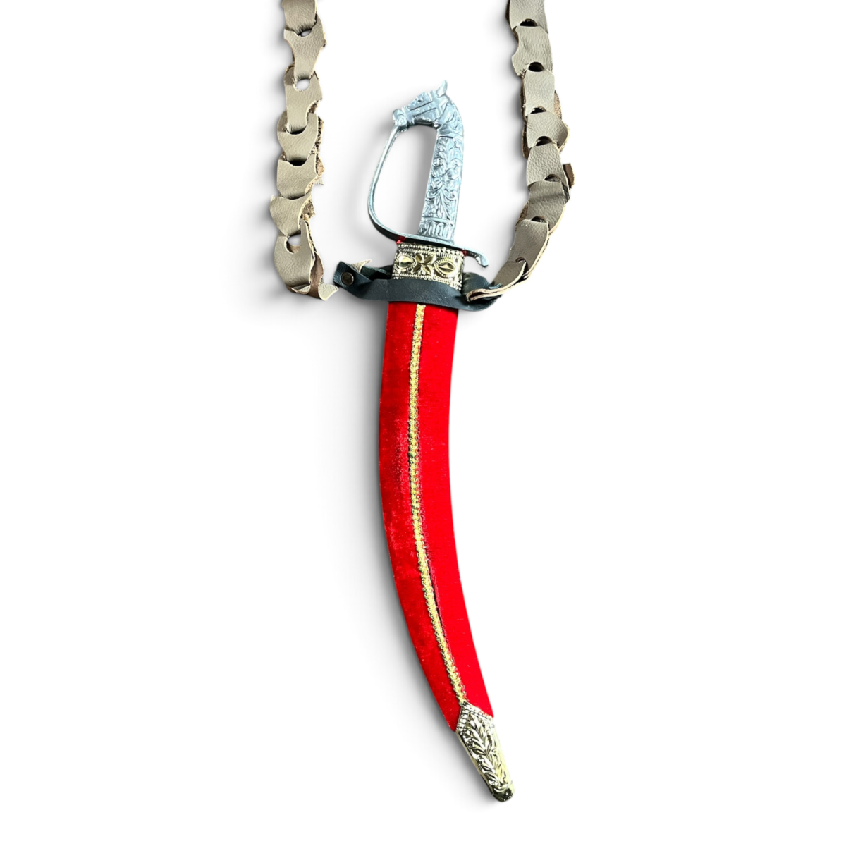 Red 15 inch kataar with belt decoration metal piece